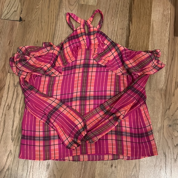 INC Off The Shoulder Pink Stripe Blouse - Picture 4 of 4